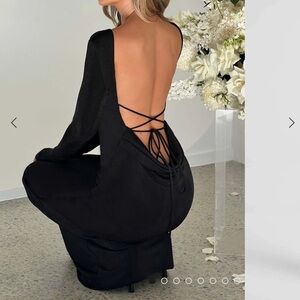 Black Low Back Maxi Dress - Black